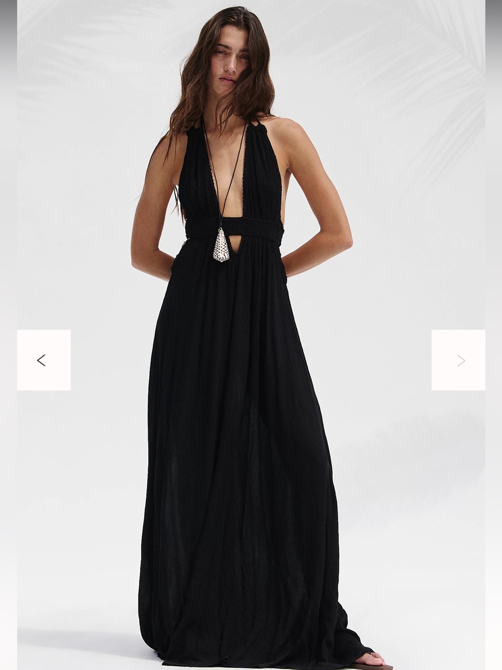 NWT Free People Look Into the Sun Maxi Dress Plunge Neckline Beach Black Size XL